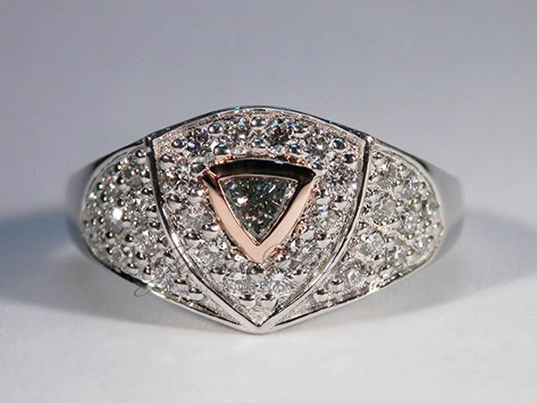 Blue/Green Trilliant Cut Ring